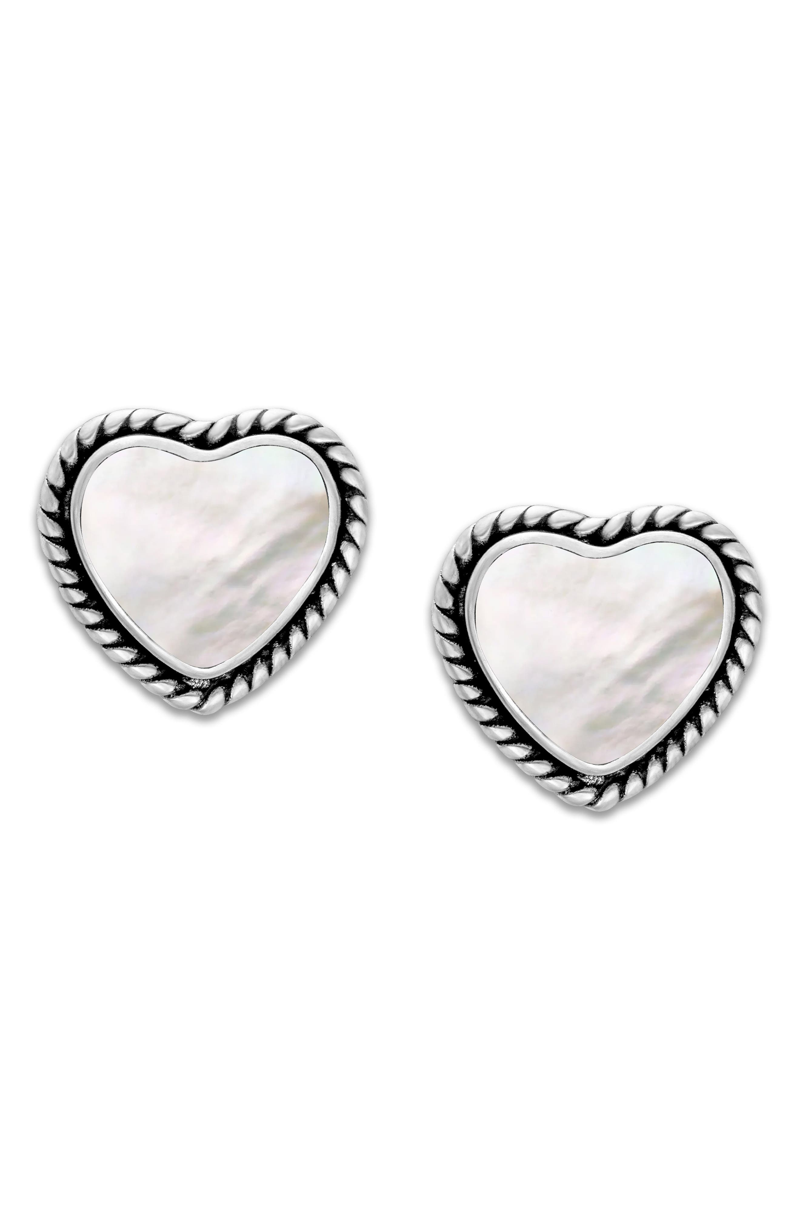 SAMUEL B. Sterling Silver Shell Heart Stud Earrings