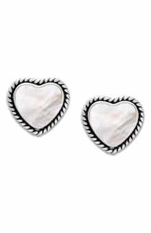SAMUEL B. Sterling Silver Shell Heart Stud Earrings