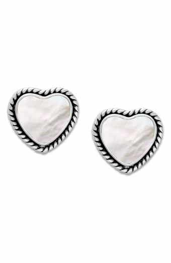 SAMUEL B. Sterling Silver Shell Heart Stud Earrings