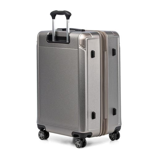 Travelpro Platinum Elite Hardside Expandable Checked- Medium 25-inch Spinner In Metallic Sand
