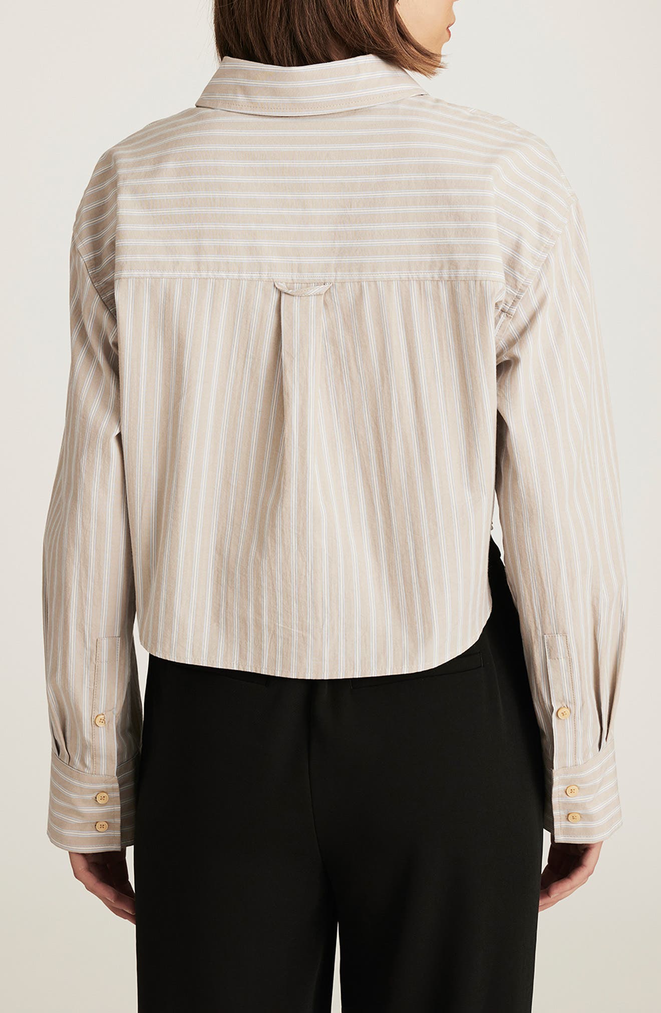 Stripe Crop Cotton Button-Up Shirt - image 2