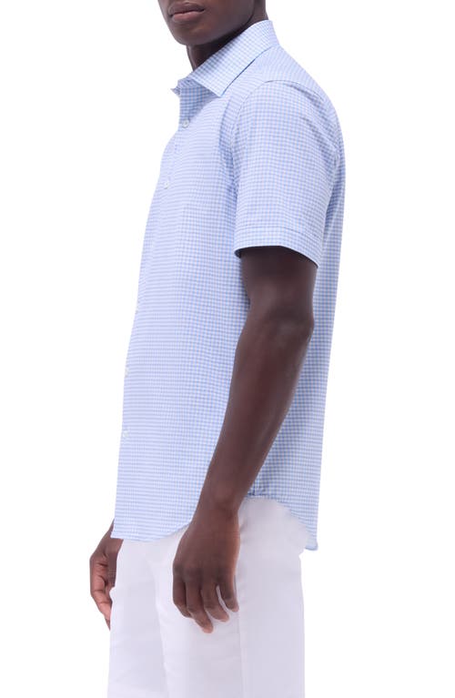 Bugatchi Miles Ooohcotton® Gingham Short Sleeve Button-up Shirt In Air Blue
