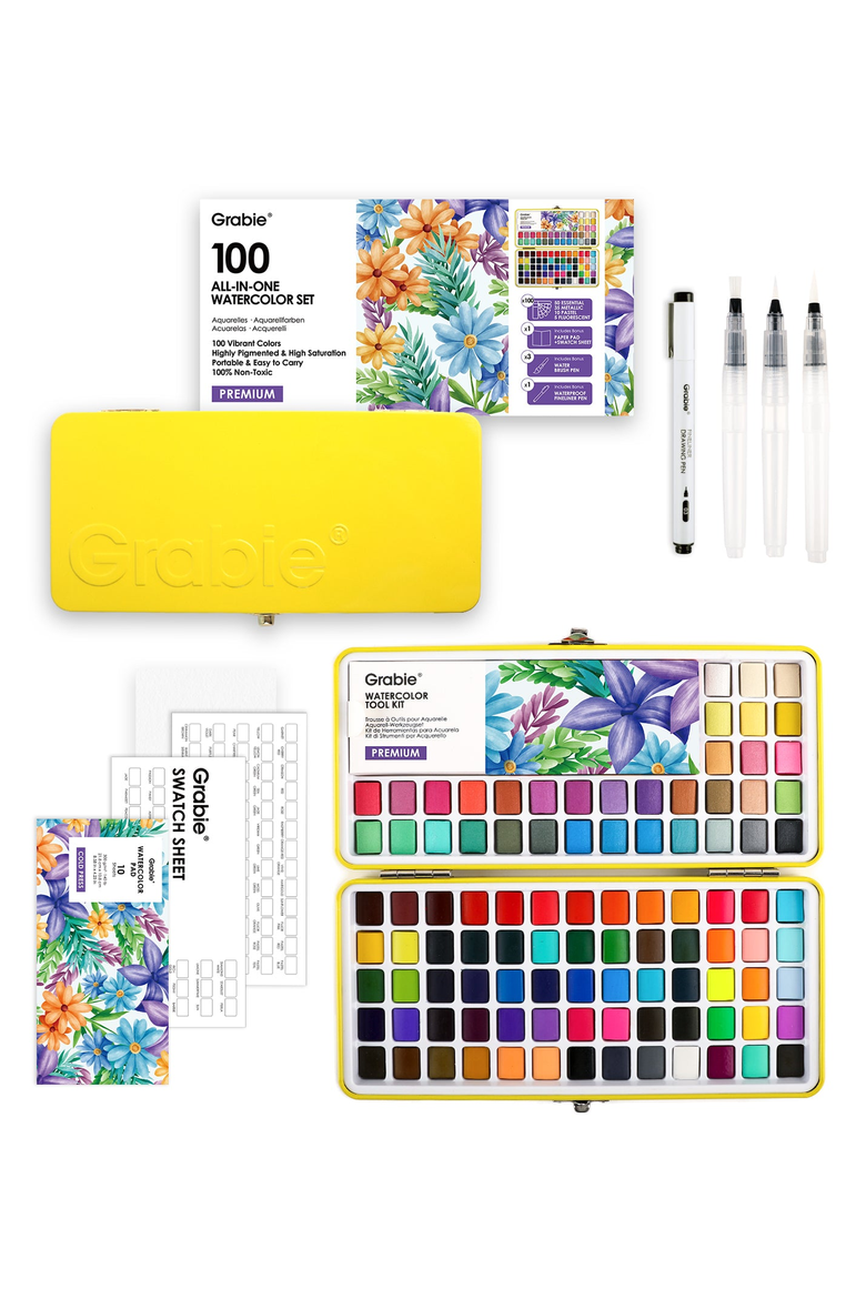 All In One Premium Watercolor Set, Main, color, Bright Yellow