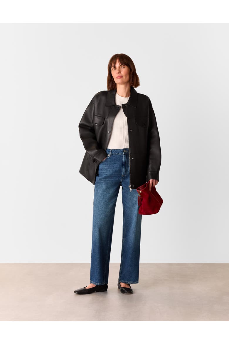 Denim Straight Ankle Length Jeans, Alternate, color, Denim