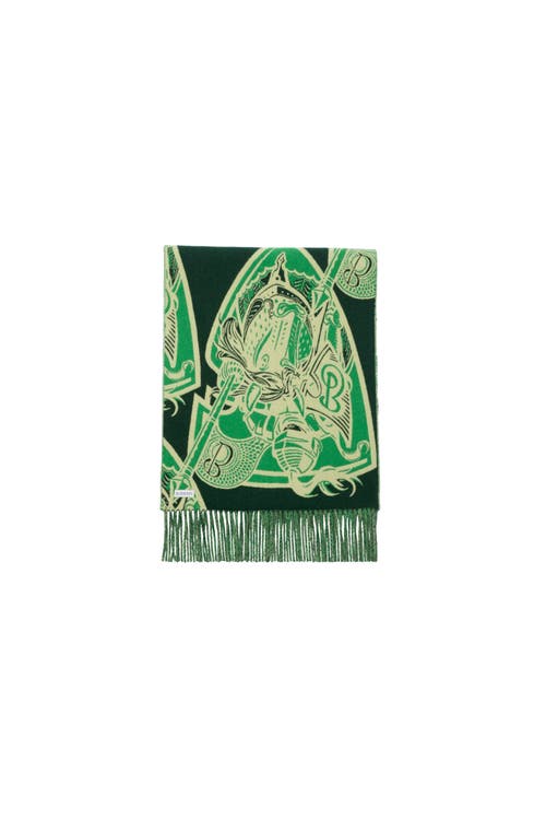 Burberry Charging Knight Wool Cashmere Scarf In Green