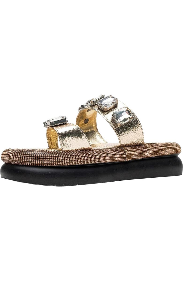 Prologue Shoes Evans Jeweled Platform Sandal, Alternate, color, Gold Faux Leather