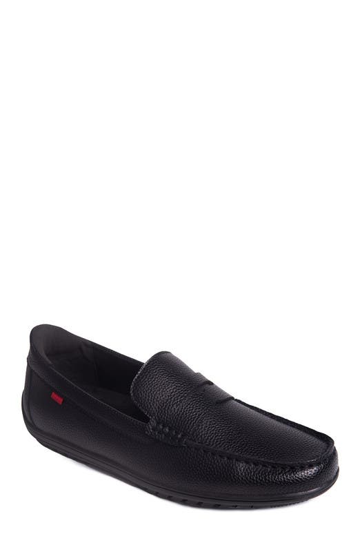 Marc Joseph New York John Street Hands Free Technology Leather Penny Loafer, Main, color, Black Grainy Leather