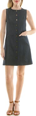 Nicole Miller Pinstripe Sleeveless Shift Dress