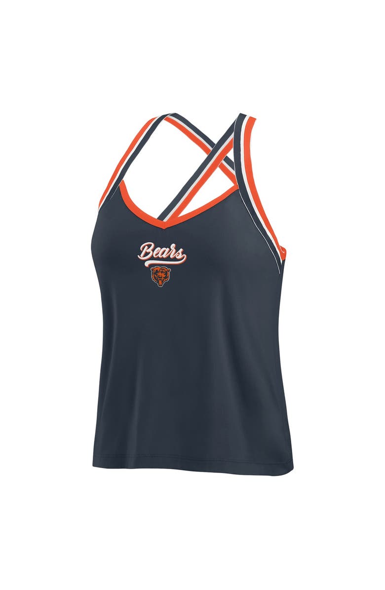 WEAR by Erin Andrews Women's WEAR by Erin Andrews Navy Chicago Bears Cross Strap Tri-Blend Tank Top, Alternate, color, 