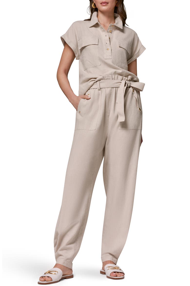 Belted Tapered Pants, Alternate, color, NATURAL