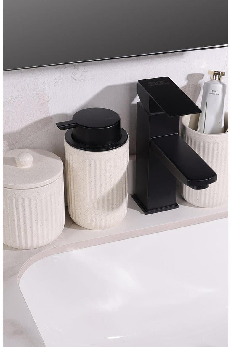 Pockmark Foaming Bathroom Set Recycled Eco-Clay, Alternate, color, Beige