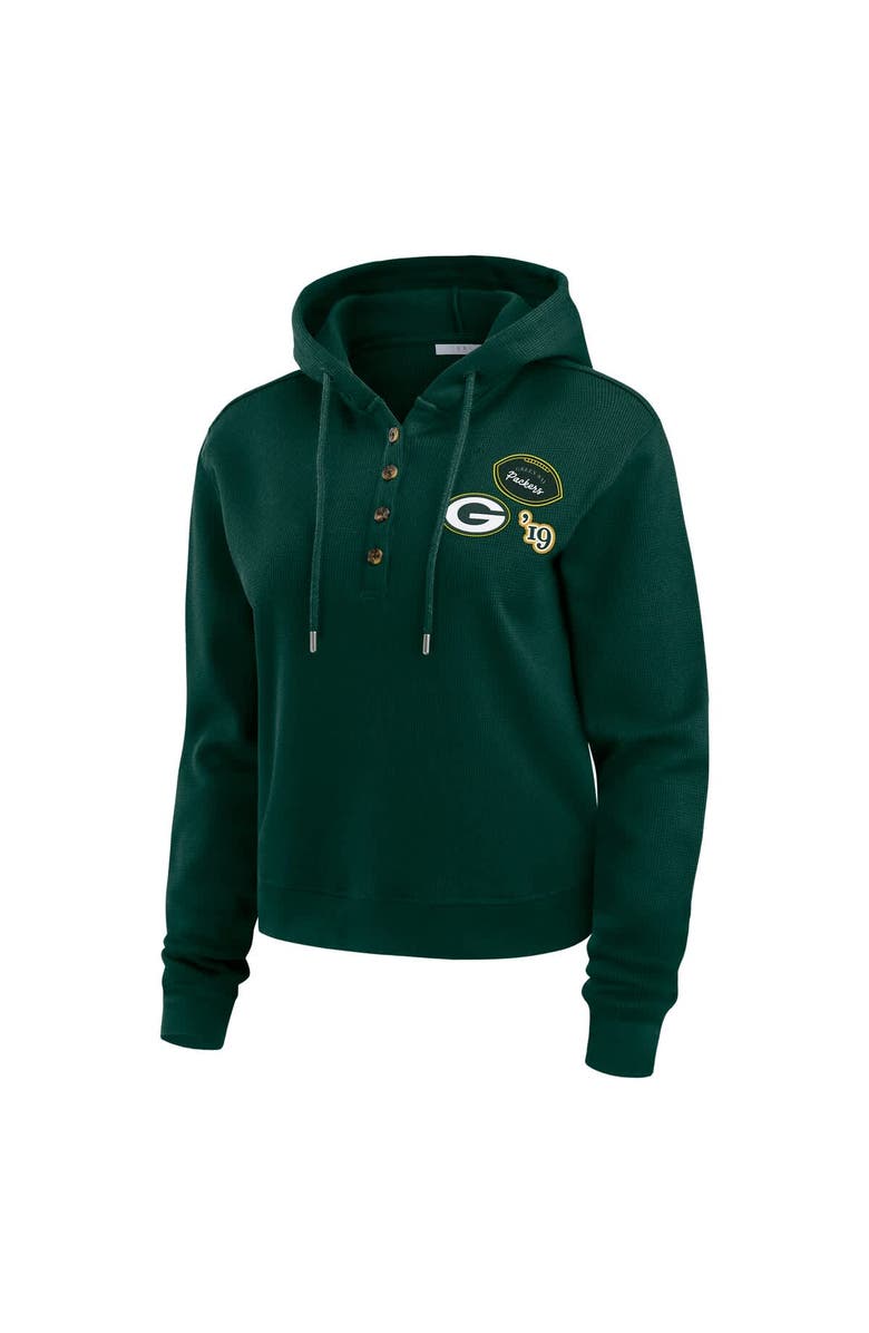 WEAR by Erin Andrews Women's WEAR by Erin Andrews  Green Green Bay Packers Waffle Hoodie Pullover Top, Alternate, color, 