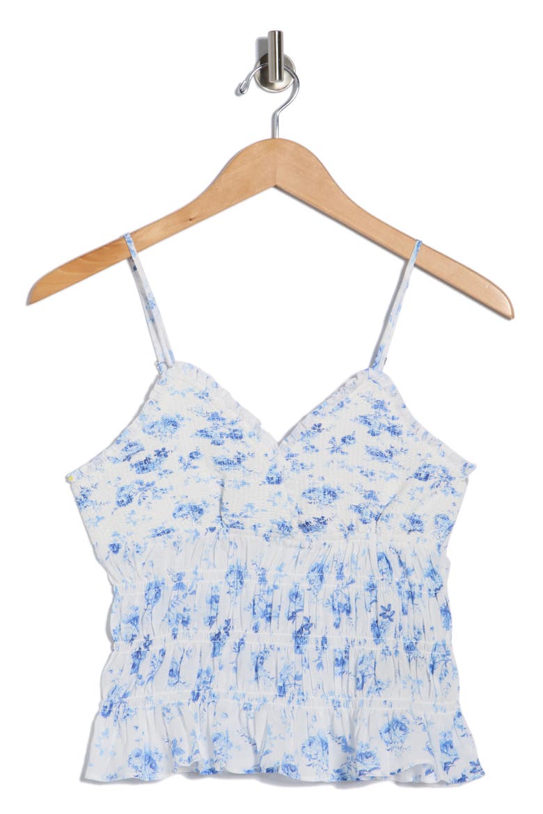 Floral Smocked Cotton Camisole, Alternate, color, BLUE COMBO