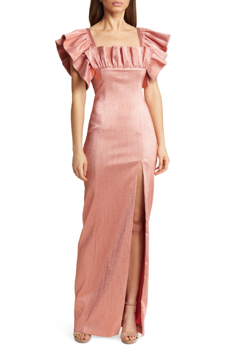 Black Halo Prince Metallic Gown, Main, color, 