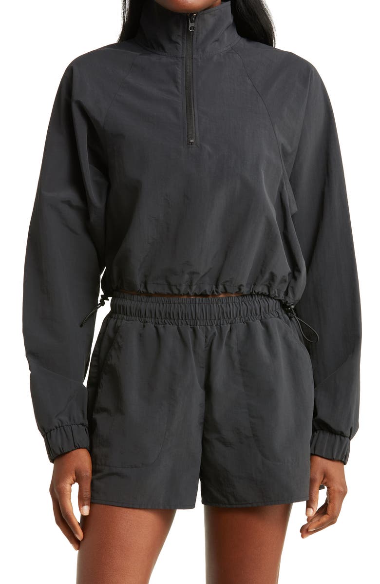 Alo Alumni Crop Quarter Zip Jacket, Alternate, color, 