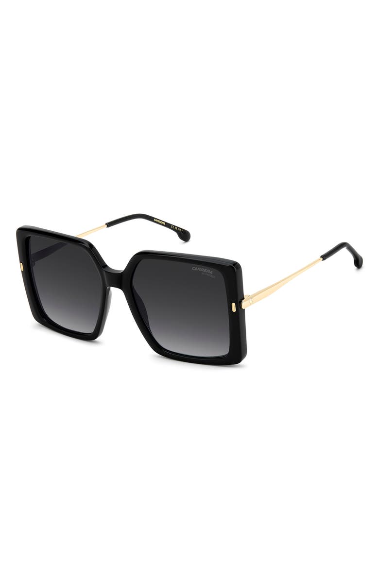 Carrera Eyewear 57mm Rectangular Sunglasses, Alternate, color, Black Gold/ Dark Grey
