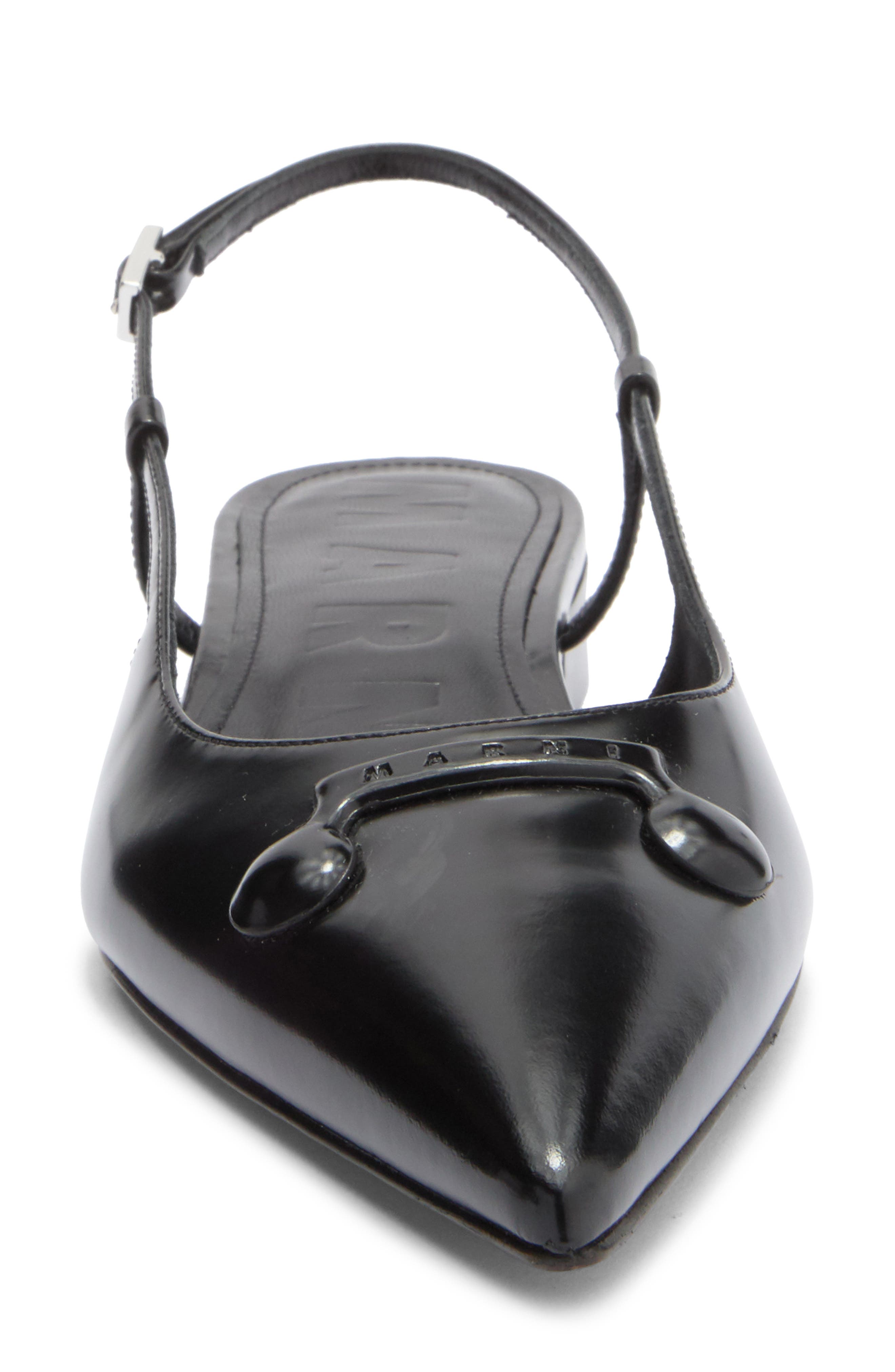 Marni Trunkaroo Pointed Toe Slingback Flat, Alternate, color, Black