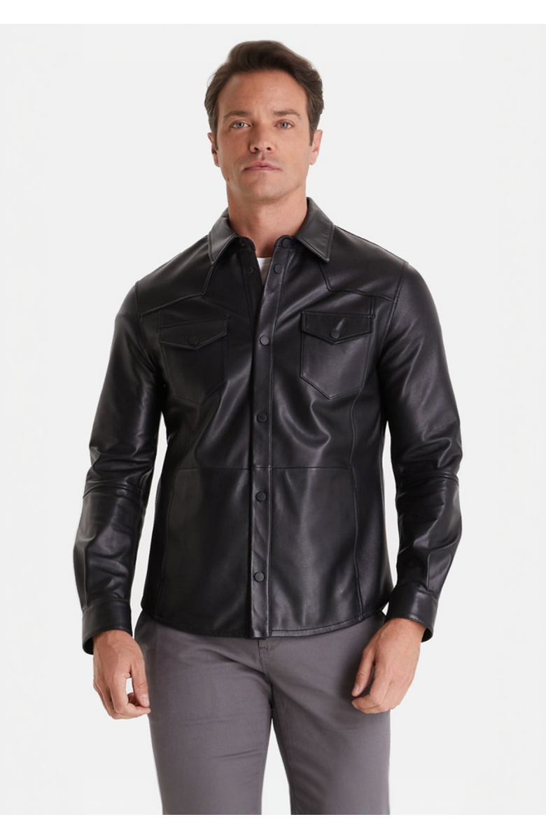 Furniq UK Dominic Leather Jacket, Main, color, Black