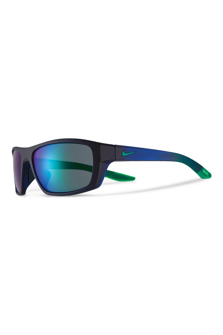 Brazen Boost Wraparound Sunglasses, Alternate, color, DARK OBSIDIANN/ LIGHT GREEN