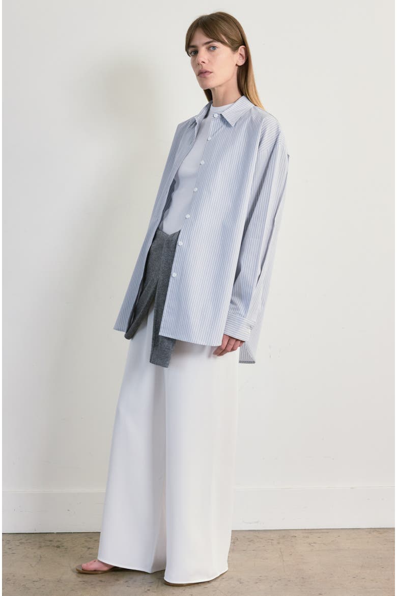 Oversized Cotton Shirt, Alternate, color, Light Blue Stripe Ice White