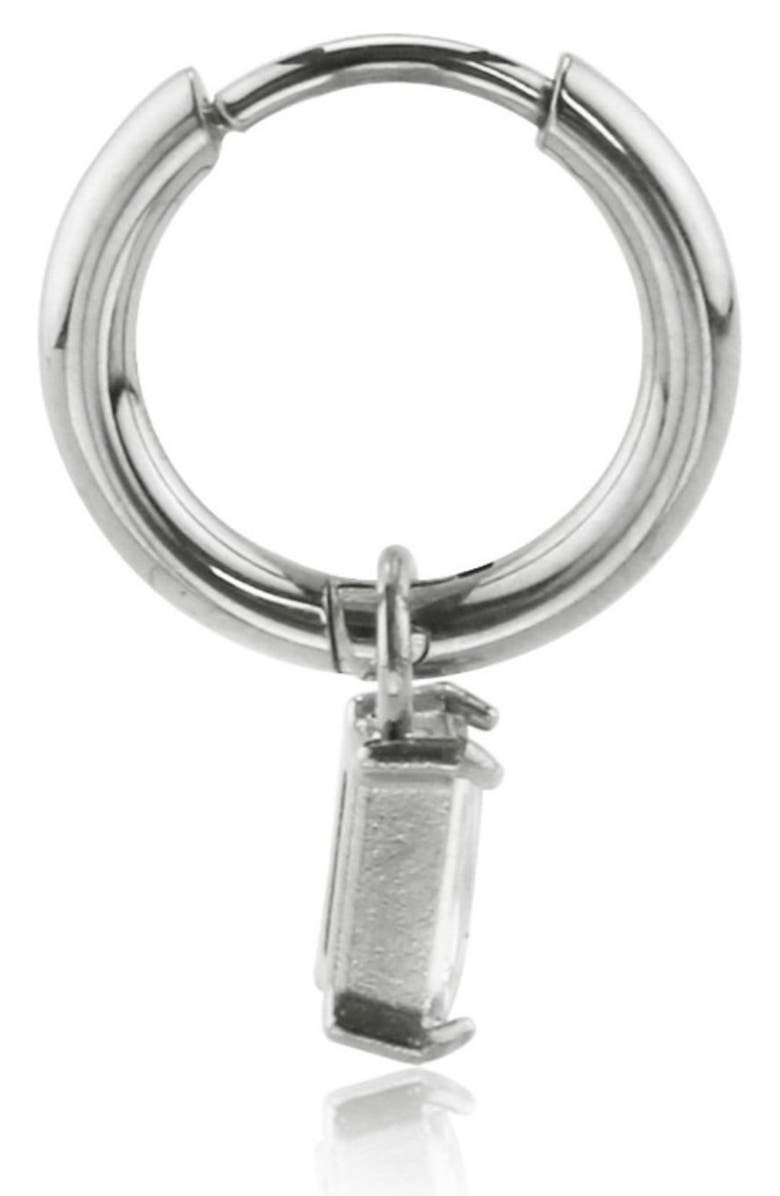 REBL Cubic Zirconia Drop Huggie Hoop Earrings, Alternate, color, Silver