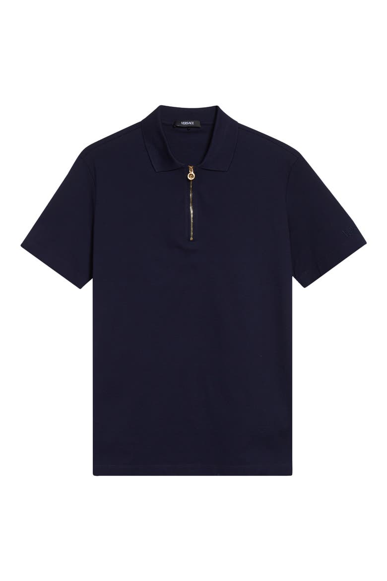 Half Zip Cotton Piqué Polo, Alternate, color, NAVY BLUE