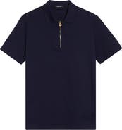 Versace Half Zip Cotton Piqué Polo