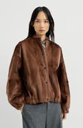 Brunello Cucinelli Cashmere shearling bomber jacket with monili