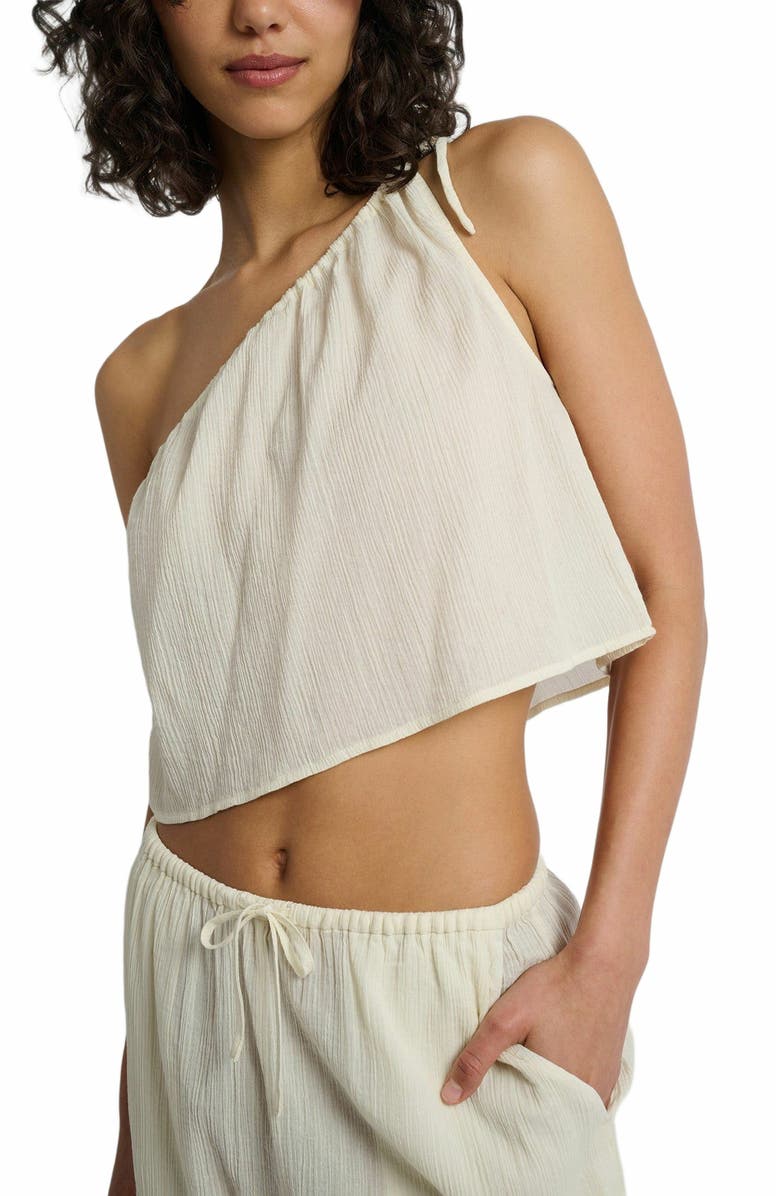 Onia Crinkle Gauze One-shoulder Top, Alternate, color, Egret