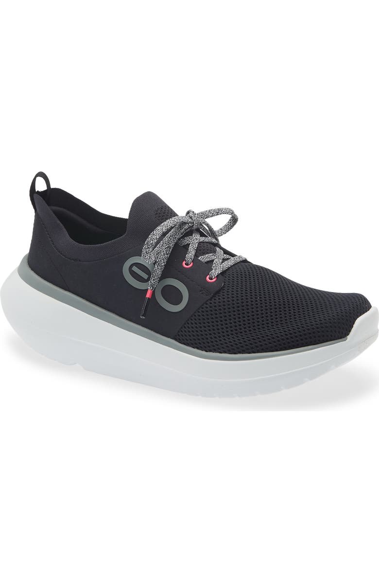 Oofos OOmy Stride Sneaker, Main, color, White Black