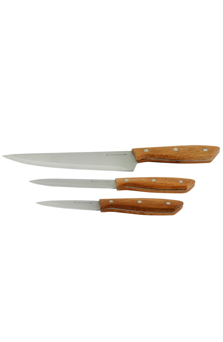 Gibson Home Seward 3 Piece Stainless Steel Cutlery Set with Wood Handles, Alternate, color, Wood