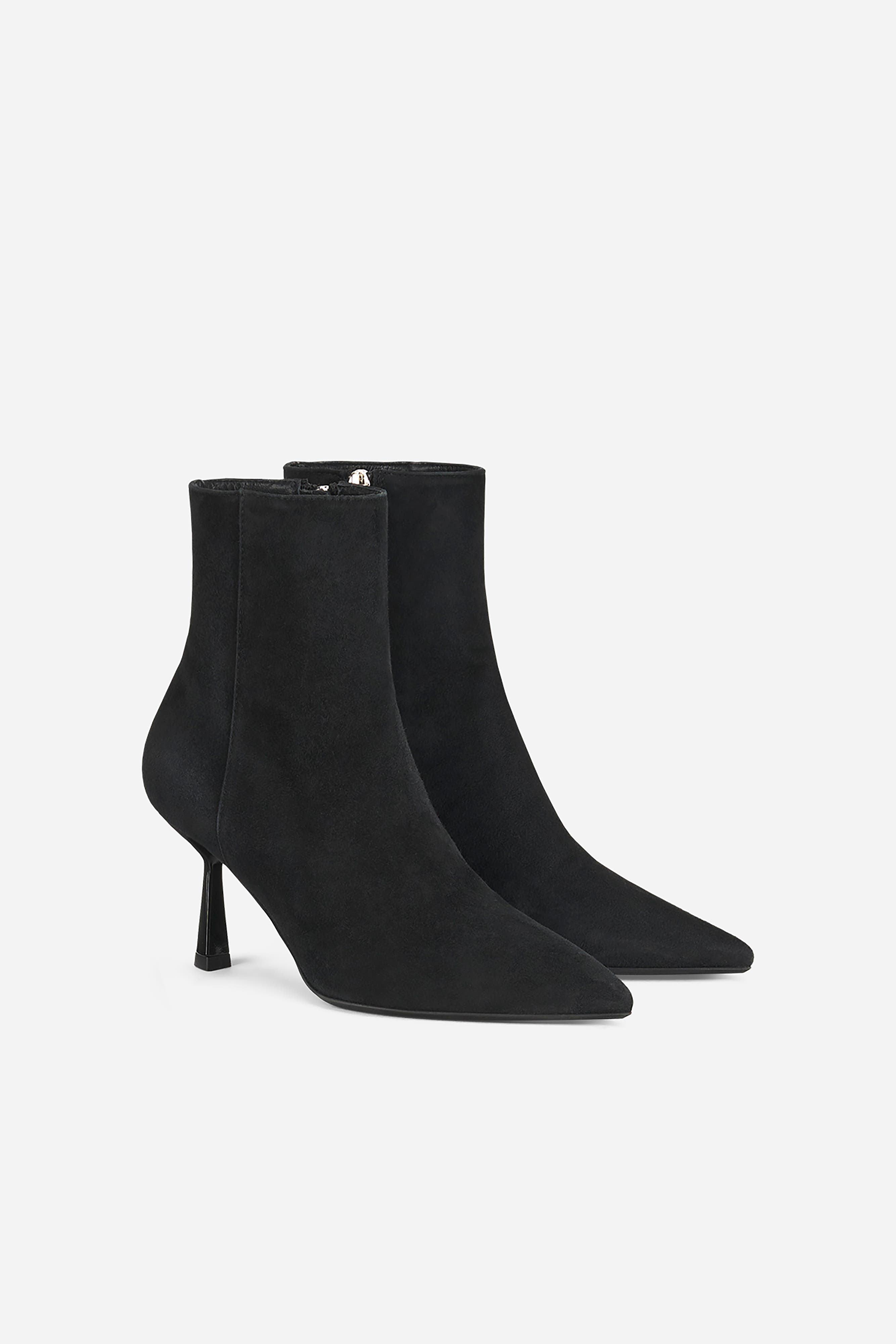 AGL Alla Bootie Heeled Ankle Boot in Velour, Alternate, color, Black