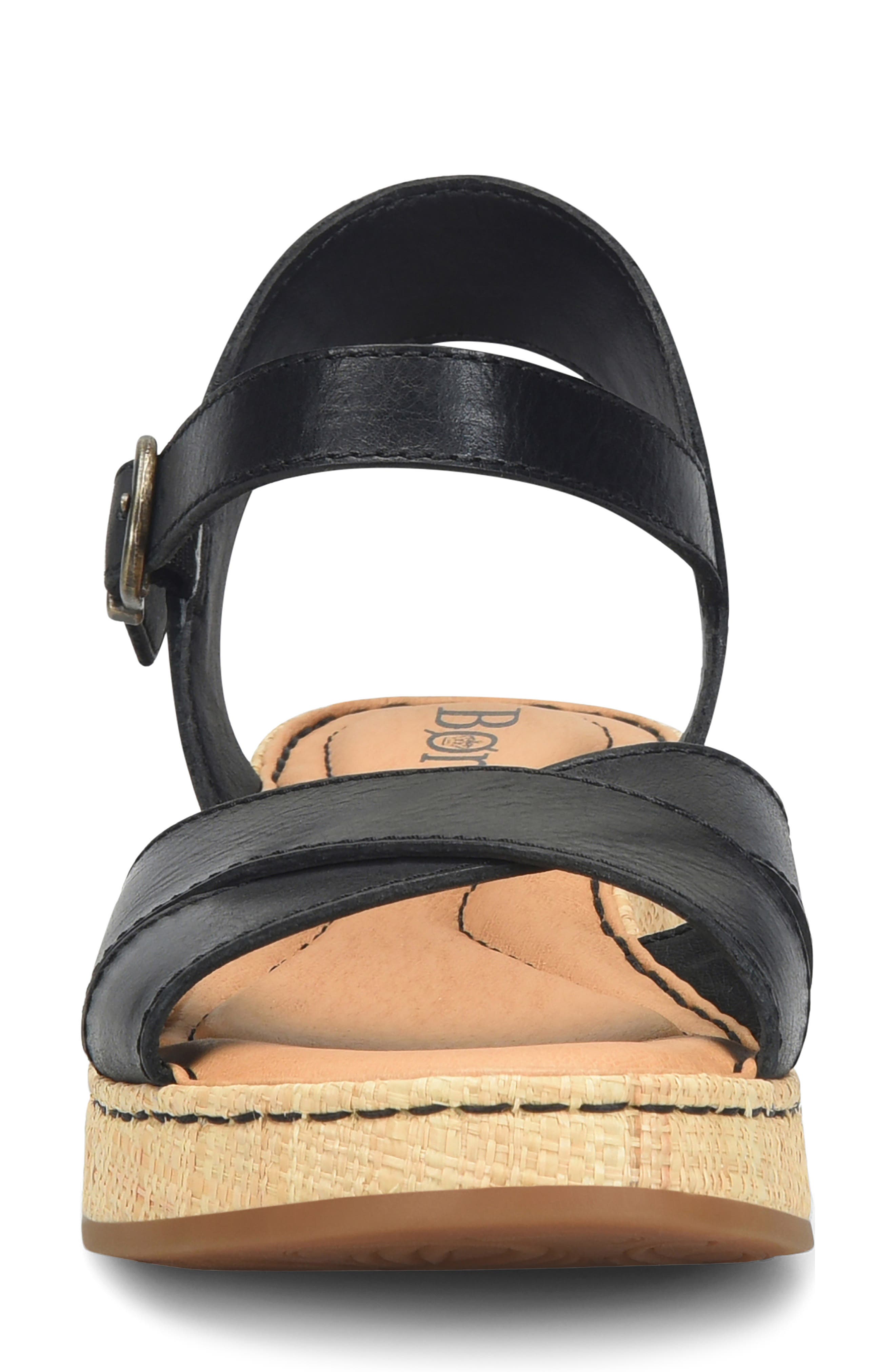 Børn Cannes Platform Wedge Sandal, Alternate, color, Black Leather