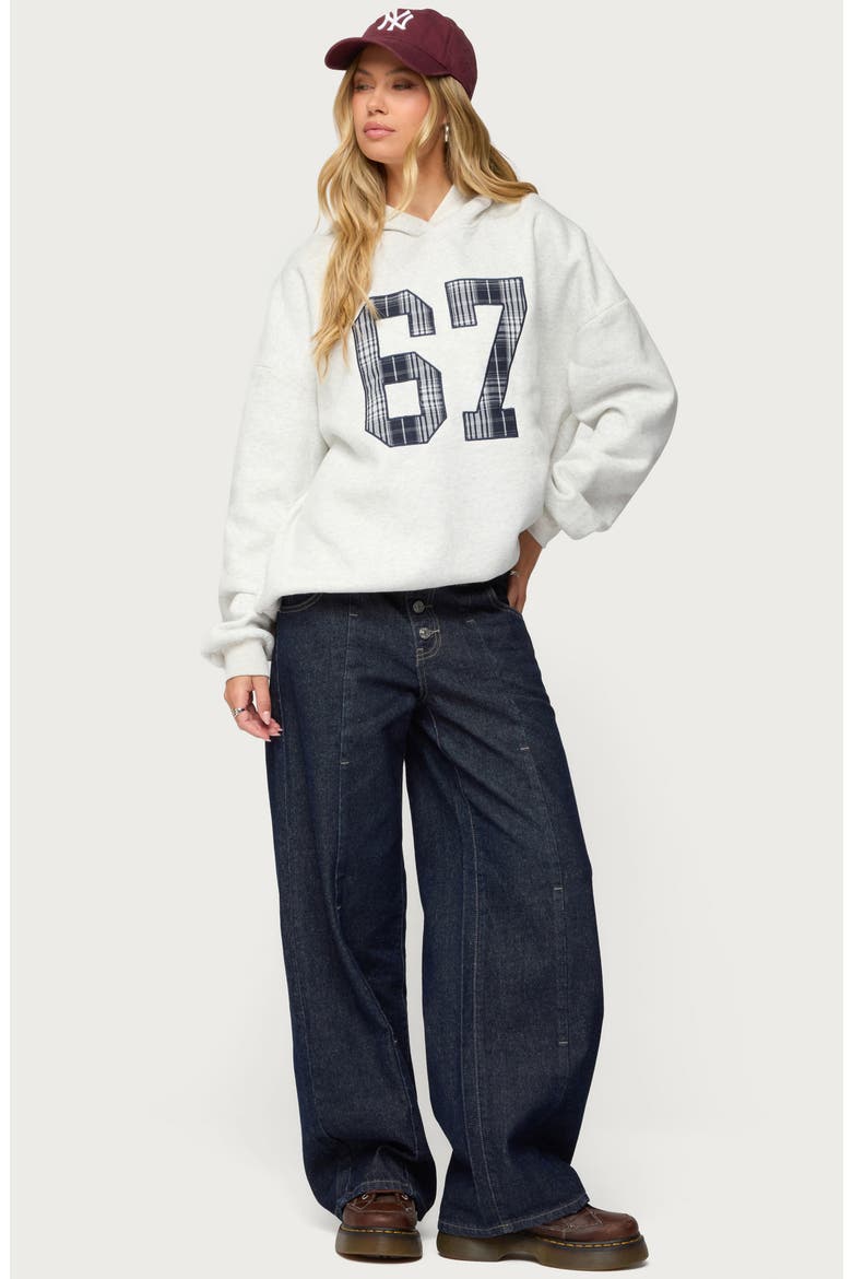 Gali Plaid 67 Oversize Hoodie, Alternate, color, GRAY-MELANGE