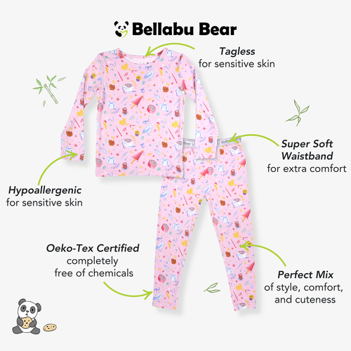 Bellabu Bear Kids Unisex Kids' Happee Birthdae Harry Set Of 2 Piece Pajamas In Pink