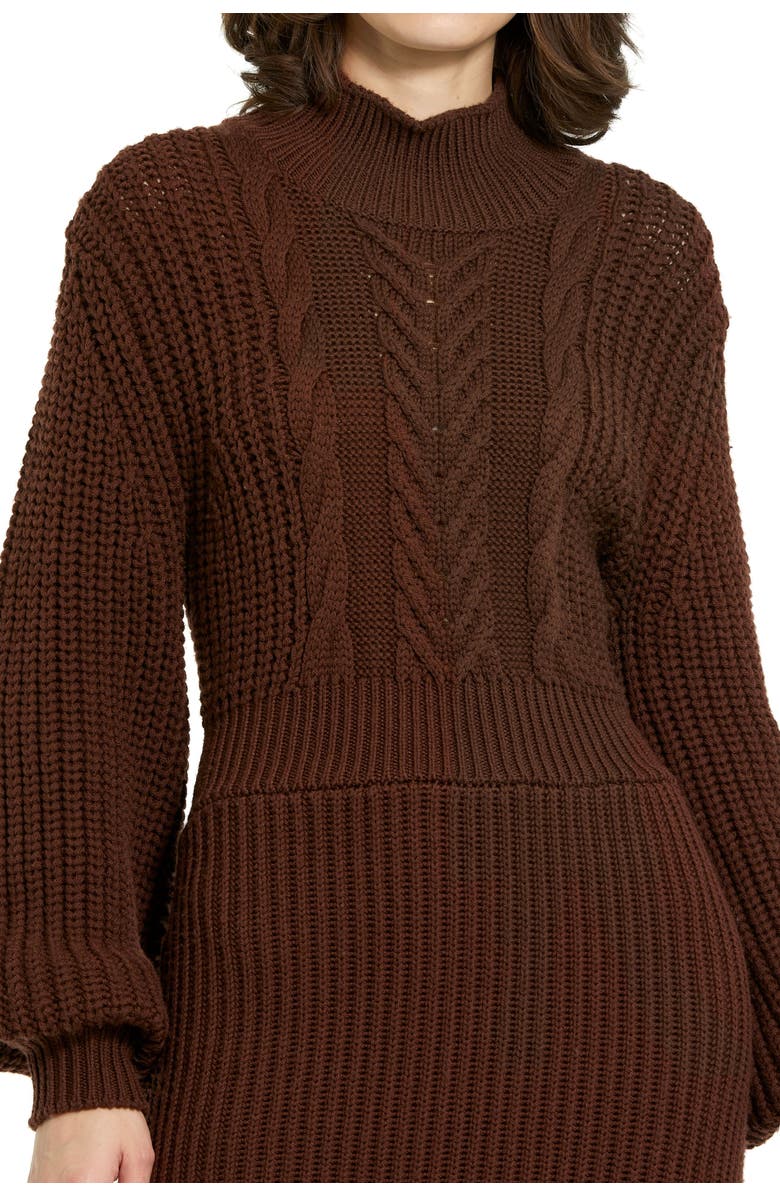 Mac Duggal Long Sleeve Turtle Neck Knit Midi Dress, Alternate, color,