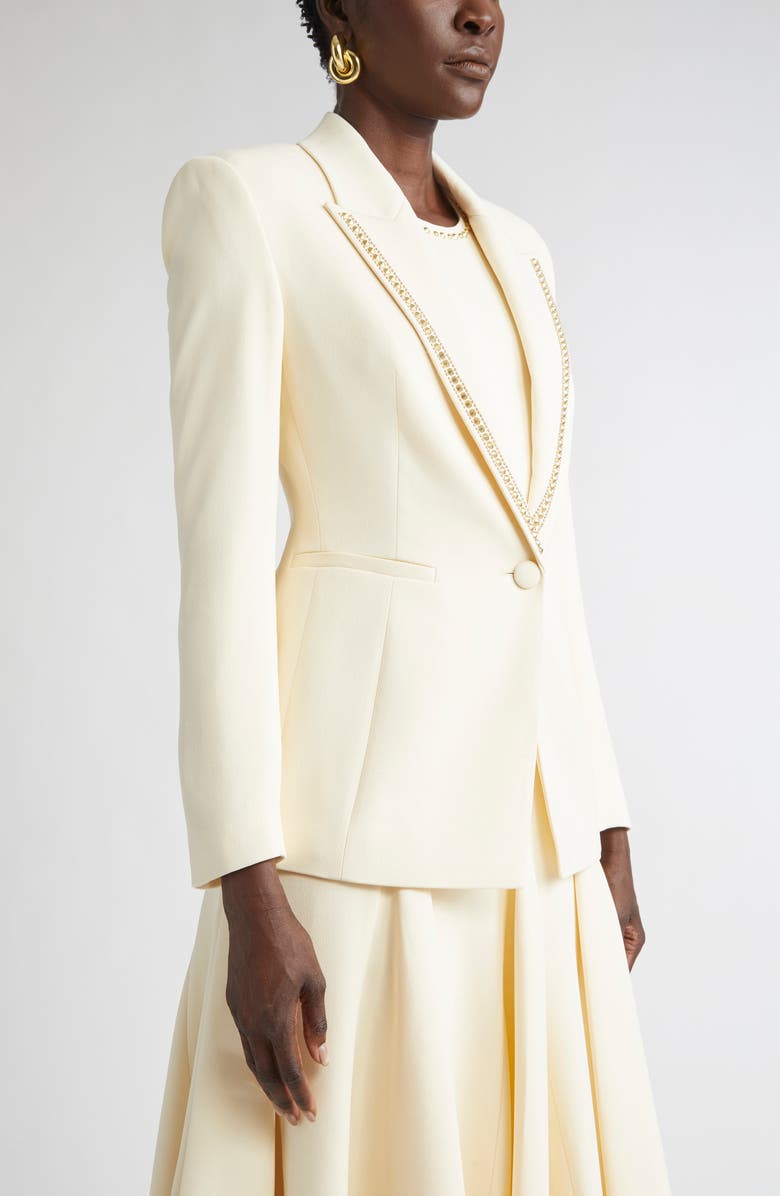 ST. JOHN Embellished Stretch Cady Blazer, Alternate, color, Butter