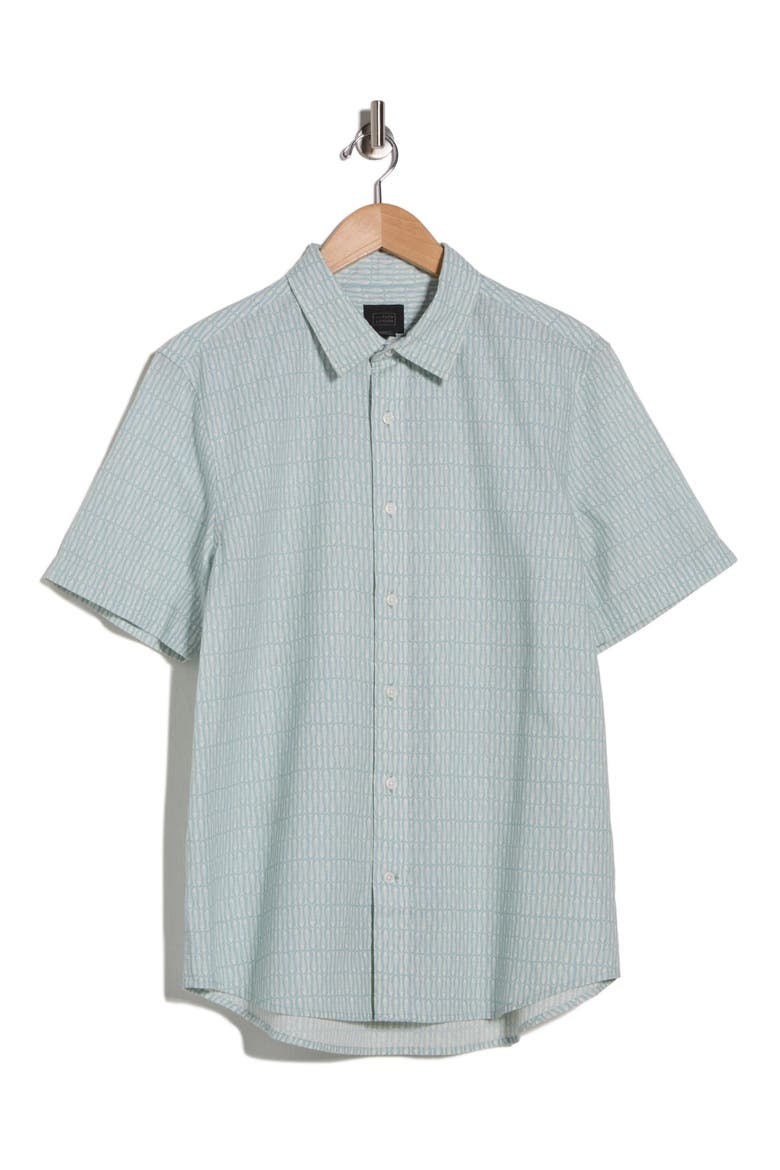 Fish Print Linen & Cotton Short Sleeve Shirt, Alternate, color, BLUE SIMPLE FISH