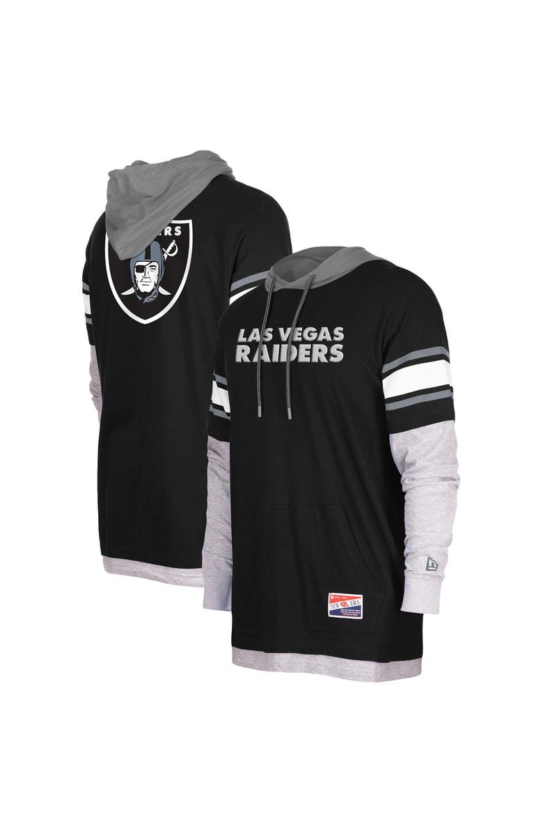 New Era Men's New Era Black Las Vegas Raiders Current Day Long Sleeve Hoodie T-Shirt, Main, color,