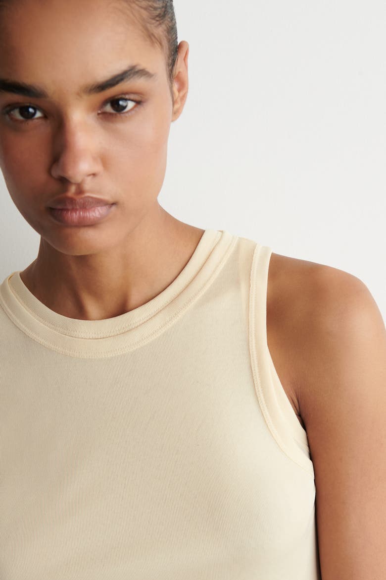 Ribbed Silk Tank Top, Alternate, color, BUTTERMILK