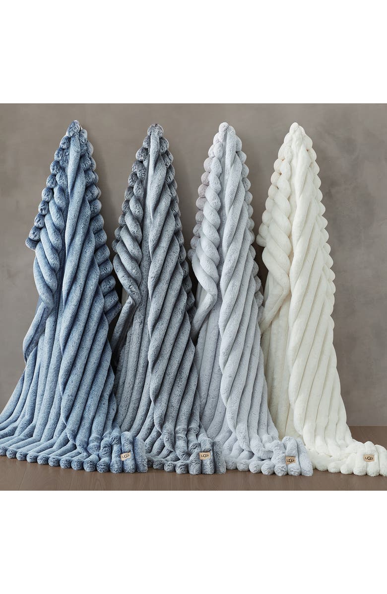 UGG<sup>®</sup> Channel Quilt Faux Fur Throw Blanket, Alternate, color, Snow