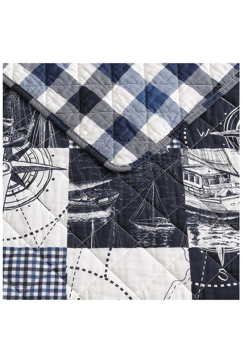 Sailors Patchwork Reversible Quilt Set, Alternate, color, CAPTAIN'S BLUE