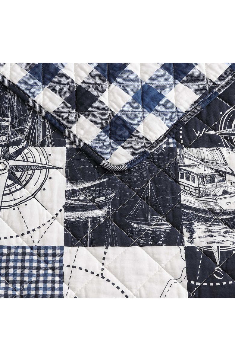 Nautica Sailors Patchwork Reversible Quilt Set, Alternate, color, Captain's Blue