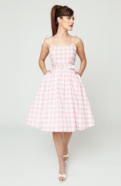 Unique Vintage 1950s Bobbie Swing Dress in Light Pink & White Gingham  product