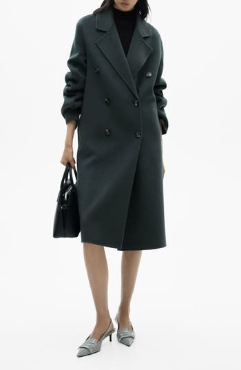 Mango Handmade Oversize Wool Blend Coat In Blue