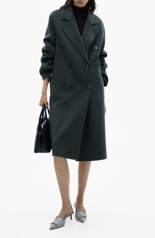 Mango Handmade Oversize Wool Blend Coat In Petrol Blue