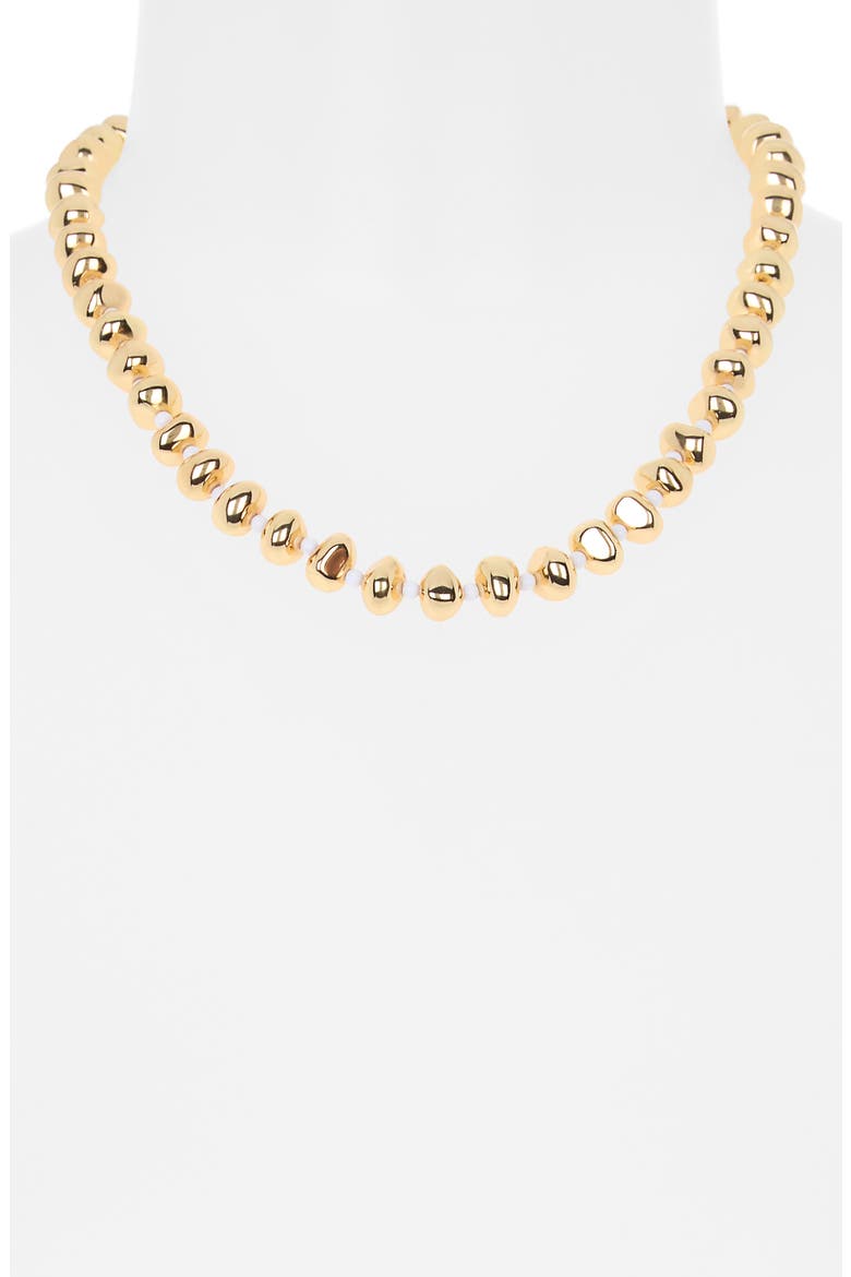 Metallic Beaded Necklace, Alternate, color, WHITE- GOLD