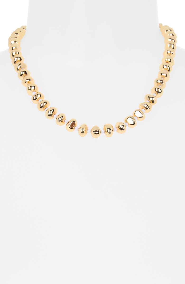 NORDSTROM RACK Metallic Beaded Necklace, Alternate, color, White- Gold