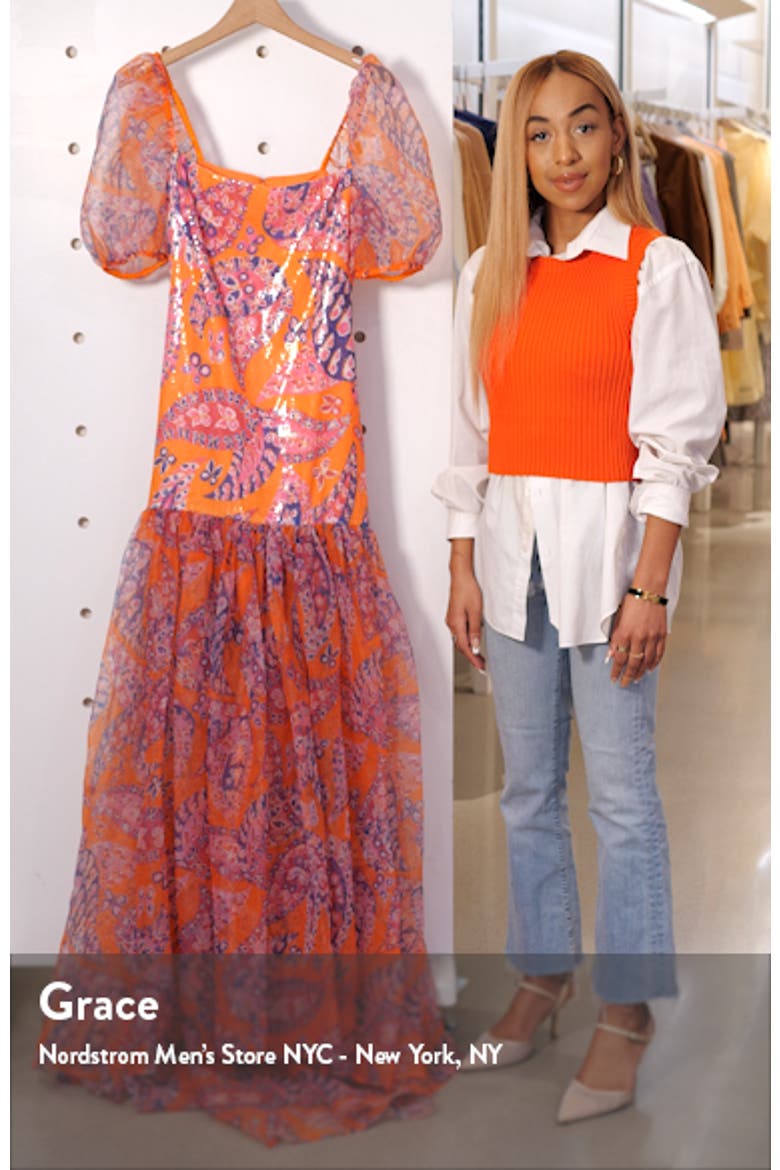 Wilde Sequin Butterfly Paisley Print Maxi Dress video