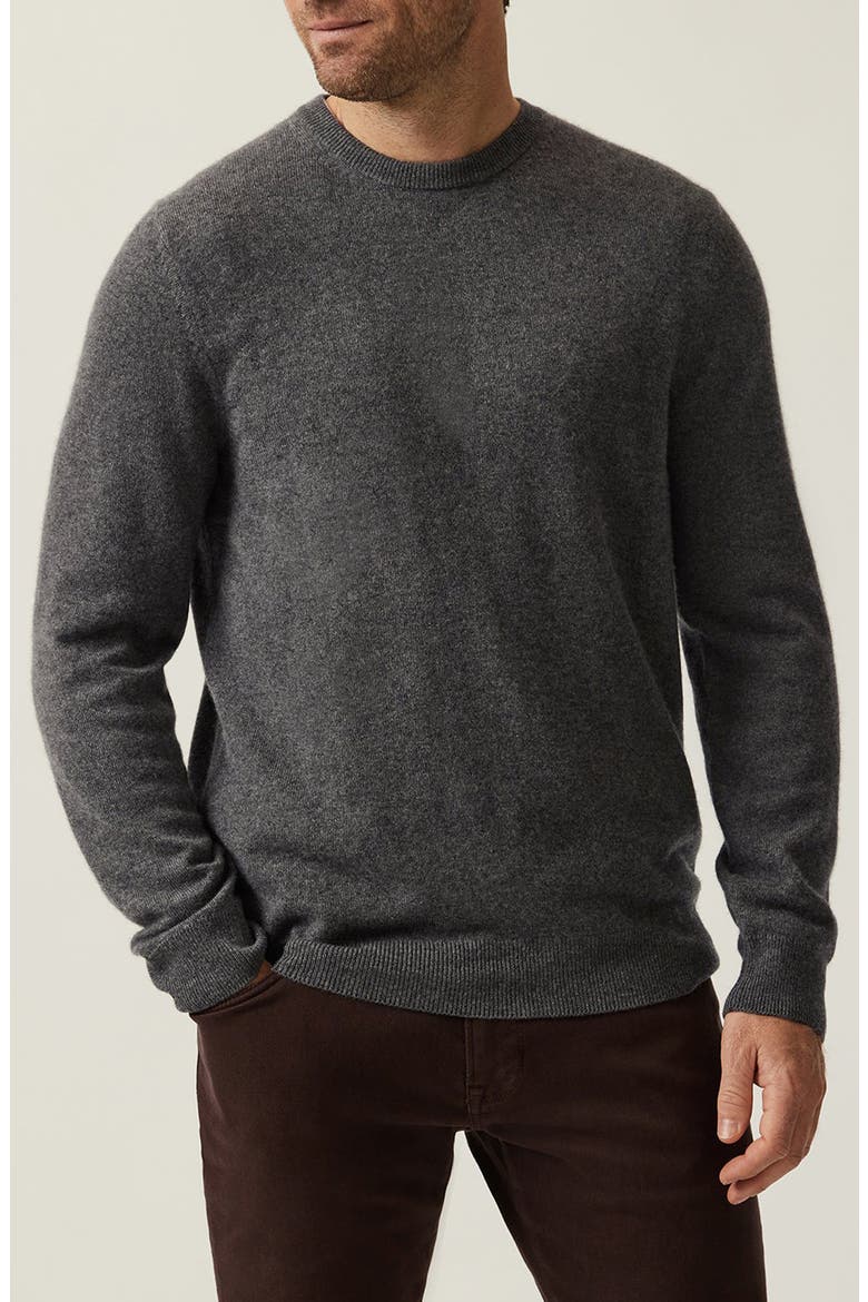 Cashmere, Silk & Wool Crewneck Sweater, Main, color, CHARCOAL